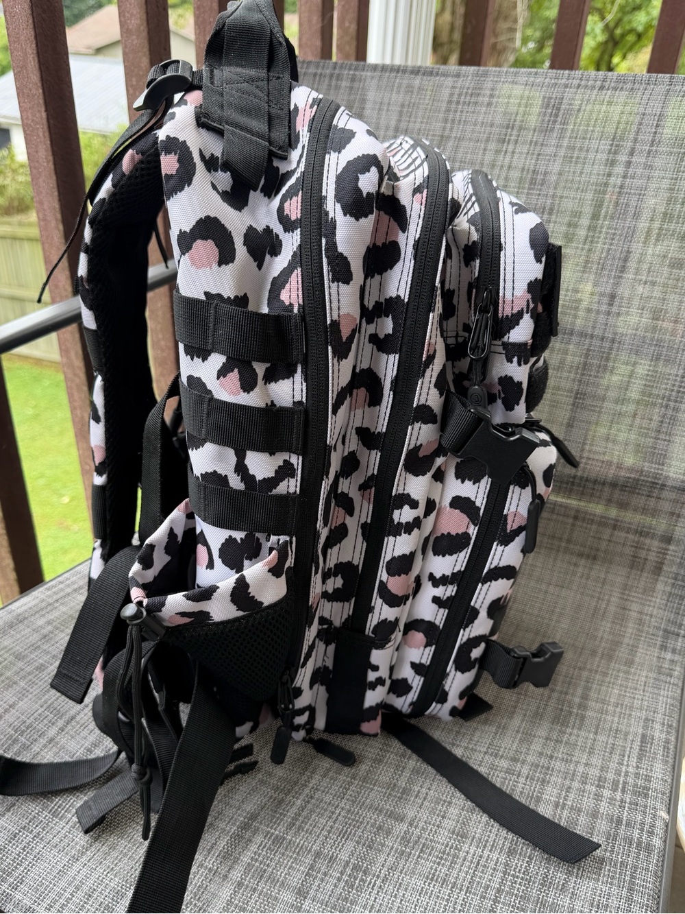 Women’s Leopard Print Tactical Backpack - Pink & Black Meal Prep 35L - Picture 2 of 9